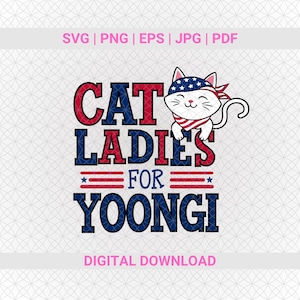 Kat dames voor Yoongi Svg Png, Kpop cadeau voor leger, digitaal ontwerp voor T-shirts, vectorbestanden, Kpop sticker sticker, Kpop Svg, SUGA Dday