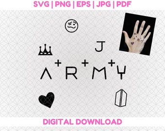 JK SVG, Kpop Aufkleber, Jungkook Tattoo Sticker, Vektor-Dateien für Cricut, Bangtan Clip Art, Printable