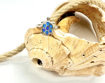 Blue Opal Turtle Ring