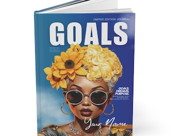 Anpassbare schwarze Zeitschrift, Afroamerikanerfrau, schwarzes Mädchen Magie Hardcover Zeitschrift matt, personalisierte Zeitschrift