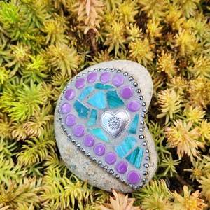 Half Heart Friendship Mosaic Stone
