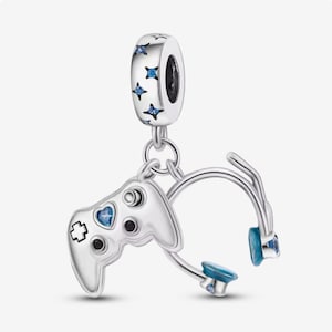 Pingente para controle de console de jogos e fone de ouvido, pingente para conjunto de jogos, pingente banhado a prata parcialmente preenchido com prata para pulseiras, pingente de colar