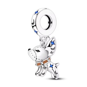 Dije de bulldog con forma de mascota, dije de bulldog celestial de dibujos animados, dije de circonita cúbica bañado en plata de alta calidad para pulseras europeas, colgante de collar