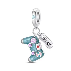 Pingente original para controle de console de jogos, pingente para jogo, pingente de liga de prata banhada a prata com furo de ~4 mm para pulseira, pingente de colar