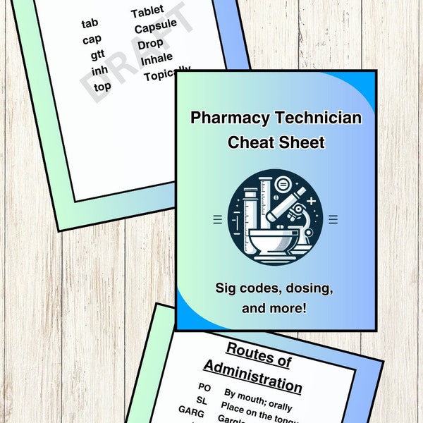 Pharmacy Tech Cheat Sheets Etsy
