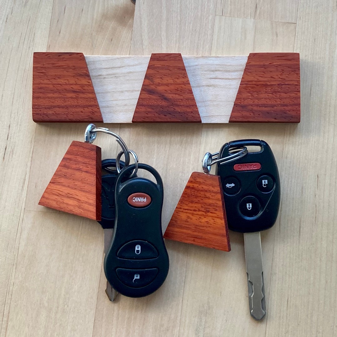 Wood Double Key Rack and Matching Fobs-padauk - Etsy