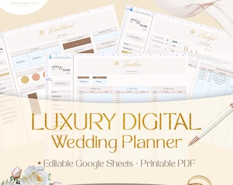 Luxury Digital Wedding Planner: Minimalist Bride Planning Template (Google Sheets & PDF)