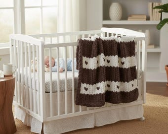 Couverture épaisse tricotée à la main pour bébés et tout-petits adultes, lilas et blanc