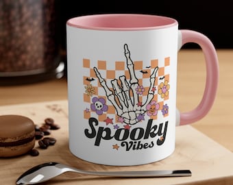 Spooky Vibes Halloween Mug, Halloween Gift, Halloween Mug, Retro Halloween Mug, Cute Ghost Halloween Cup, Halloween Coffee Cup, Home Gift