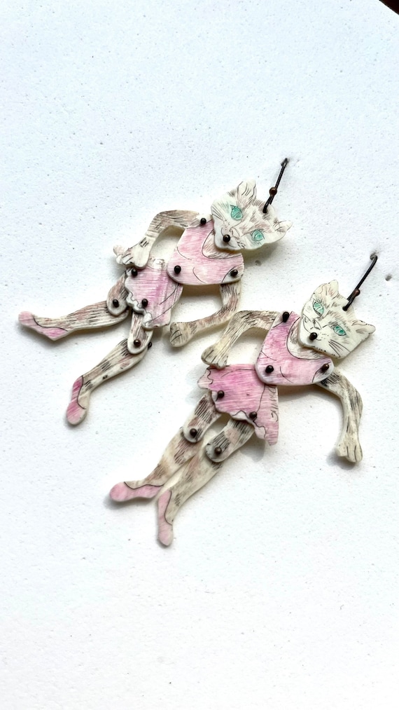 Dancing Cat Earrings Creepy Cat Ballerina Cat Lover Gifts for Cat Lover Cat Mom