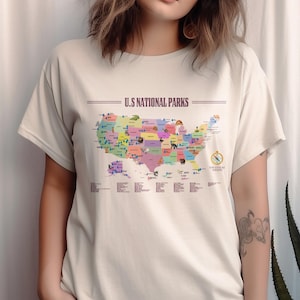 US National Parks Map T-Shirt | Buntes USA National Park Shirt | Adventure America T-Shirt | Nationalparks Geschenk U242
