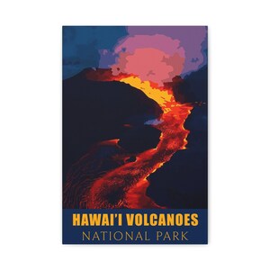 Hawai&#39;i Volcanoes National Park Poster Canvas, Lava Flow Wall Art Print, Hawaii Nature Home Decor for Hikers, Volcano Lovers, Travel Gifts