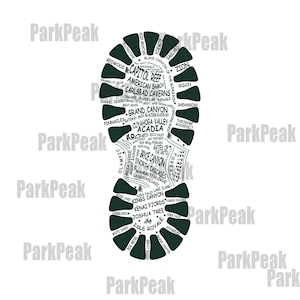 Voetafdruk nationaal park PNG, Amerikaanse parken Boot Print Clipart, wandelpad shirt afbeelding, camper sublimatie ontwerp, wildernis SVG-bestand