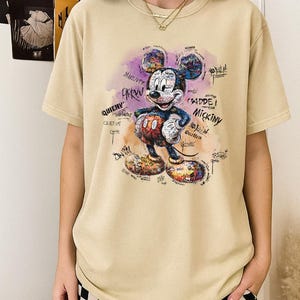 Koszulka Vintage Mickey Mouse dla kobiet i mężczyzn – akwarelowa koszulka Disney – modna, słodka koszulka z kreskówek – estetyczny prezent graficzny Mickey DS54