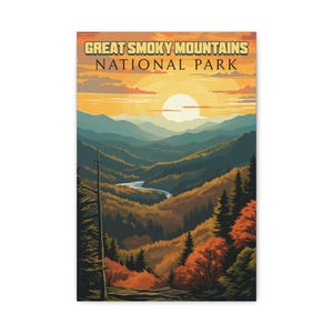 Great Smoky Mountains Poster, Autumn National Park Print, Vintage WPA Travel Wall Art, Home Decor, National Park Gift, Travel Gift