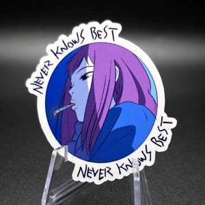 Nunca se sabe lo que es mejor - Pegatina Mamimi FLCL / Pegatinas de vinilo con acabado brillante en 2 tamaños / Para botellas de agua, portátiles, agendas, etc. / Troqueladas