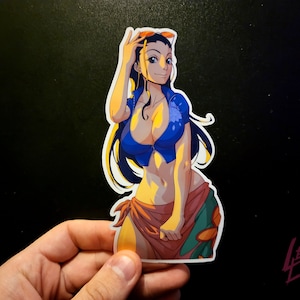 Nico Robin Vinyl Sticker | Glossy finish Sticker in 3 Sizes | For Water Bottles, Laptops, Planners, Etc. | Die Cut | Lewd Stickers!