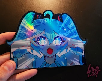 Miku Miku Beam Peeker Holo Vinyl | Glossy finish Vinyl Decal in 2 Sizes | For Cars Water Bottles, Laptops, Etc. | Die Cut | Vinyl Decals!