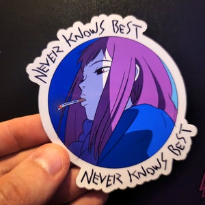 Never Knows Best - Mamimi FLCL Sticker | Glossy finish Vinyl Stickers in 3 Sizes | For Water Bottles, Laptops, Planners, Etc. | Die Cut