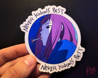 Weet nooit het beste - Mamimi FLCL-sticker | Glanzende afwerking vinylstickers in 3 maten | Voor waterflessen, laptops, planners, enz. | Gestanst