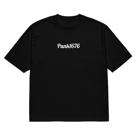 Punk1676 Oversized Tee - Front & Back Graphic Print, Black