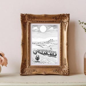 Jesus Good Shepherd , Modern Minimalist Jesus Leaves the 99 Digital Print, Jesus Art, Bible Art, Wall Art.