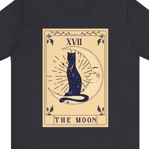 Camiseta con la carta del Tarot de la Luna / Camiseta con el Gato Negro Adivino, Mística y Vudú