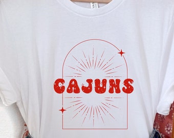 Celestial Ragin Cajuns Tee | Geaux UL | Louisiana Sports T-shirt | Game Day Red and White Ragin Cajuns T-Shirt | Geaux Cajuns Football Shirt