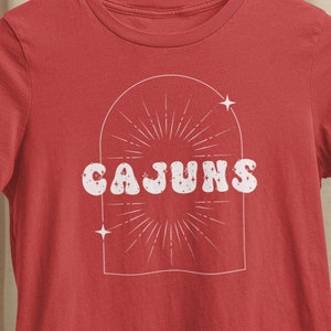 Celestial Ragin Cajuns Tee | Retro Geaux UL Sports | Red and White Game Day Shirt | Vintage Aesthetic Louisiana Team Fan | College Football