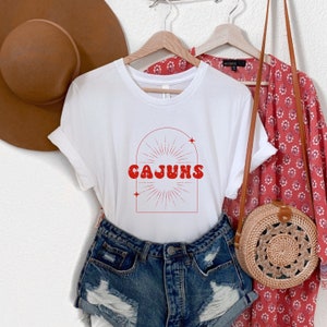 Celestial Ragin Cajuns Tee | Retro Geaux Sports T-shirt | Women's Vintage Aesthetic Louisiana Team Tshirt
