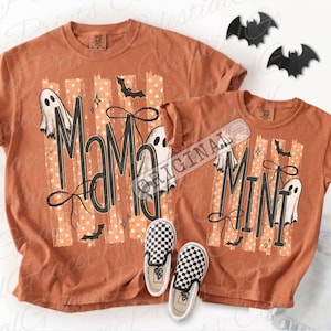 Halloween Mama Mini Matchande Familjepaket PNG, Spökfamiljeskjortadesign, Coquette Halloween-paket ORIGINAL