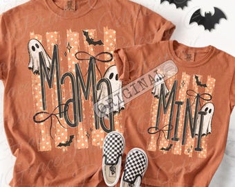 Halloween Mama Mini Matching Family Bundle PNG, Ghost Family Shirt Design, Coquette Halloween Bundle ORIGINAL