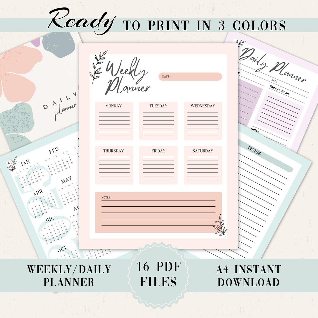 Printable Daily Planner Bundle: Weekly To-do List (digital Download) - Etsy