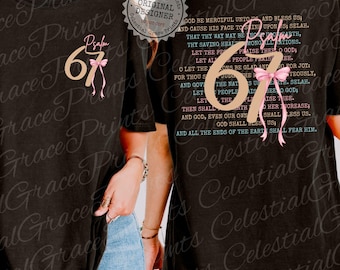 Psalm 67 Coquette Christian PNG, Viral Bible Verse Bow Design, Feminine Faith Shirt Graphic, Preppy Religious Digital Download ORIGINAL