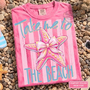 Llévame a la playa PNG, diseño de camiseta de estrella de mar coqueta, estética playera a rayas PNG, descarga de gráficos de viaje de chicas de verano ORIGINAL