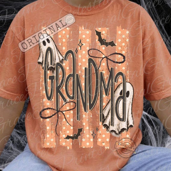 Halloween Grandma Ghost Png, Coquette Spooky Grandma Png Shirt Design, Striped Ghost Mimi Sublimation ORIGINAL Do Not Copy