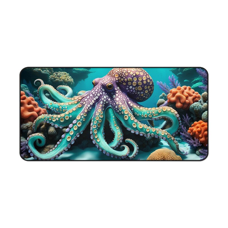 Under the Sea Octopus Desk Mat, Office Decor Desk Mat, Extended ...