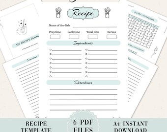 Printable Recipe Pages: Blank Recipe Binder Sheets (PDF Download)