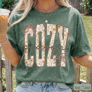 Cozy Season Fall PNG • Leopard Print Floral Coquette Autumn Design • Pumpkin Patch Varsity Letters • Preppy Fall Sublimation ORIGINAL