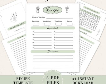 Printable Recipe Pages: Blank Recipe Binder Sheets (PDF Download)