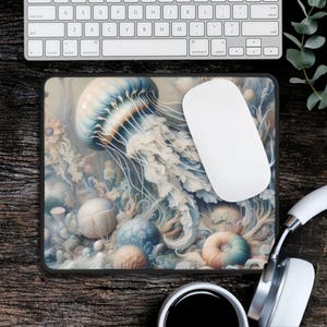 Unter dem Meer Jellyfish Schreibtischmatte, Bürodeko Schreibtischmatte, erweiterte Tastatur Matte, Qualle XL Mousepad, Gamer Geschenk Schreibtischunterlage, Quallen Matte