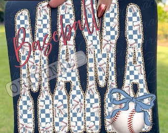 Baseball Mom PNG, Coquette Baseball Shirt Design, Checkered Bow Baseball PNG, Sports Cheer Mom Game Day Digital Download ORIGINAL