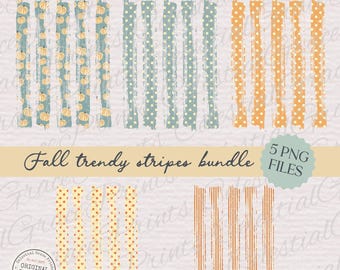 Trendy Autumn Distressed Vertical Striped Backgrounds Bundle PNG, Fall Stripes Clipart, Rustic Preppy Polkadot Stripes PNG ORIGINAL