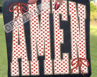Retro Valentijnsdag Amen png, coquette luipaardprint hart geloof png, religieus png, geloof Amen shirt grafisch ORIGINEEL