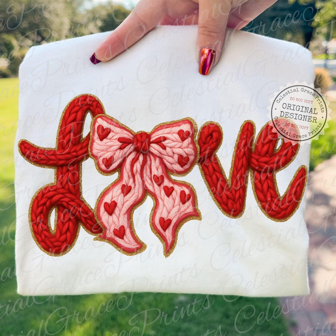 Valentine's Day LOVE PNG • Faux Knitted Yarn Texture Valentine Png ...