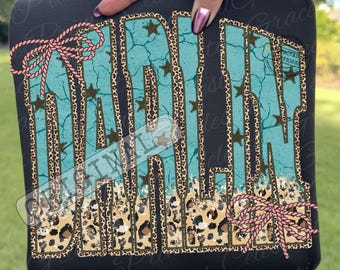 Western Leopard Darlin PNG, Coquette Bow Cowgirl Babe Design, Preppy Mom Design, Blue Patina Darlin Png, Darlin Design ORIGINAL