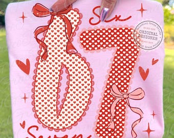 Trending Six Seven Valentine's Day PNG • 67 Meme Heart Valentine PNG, Viral Retro Six Seven Love PNG • Lace Checkered Preppy Bow Coquett