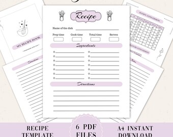 Printable Recipe Pages: Blank Recipe Binder Sheets (PDF Download)
