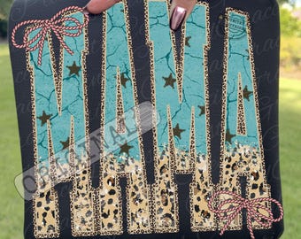 Western MAMA PNG, Coquette Bow Cowgirl Mama Design, Preppy Mom Design, Turquoise Mama Png, Trendy Mother's Day Mama Design ORIGINAL