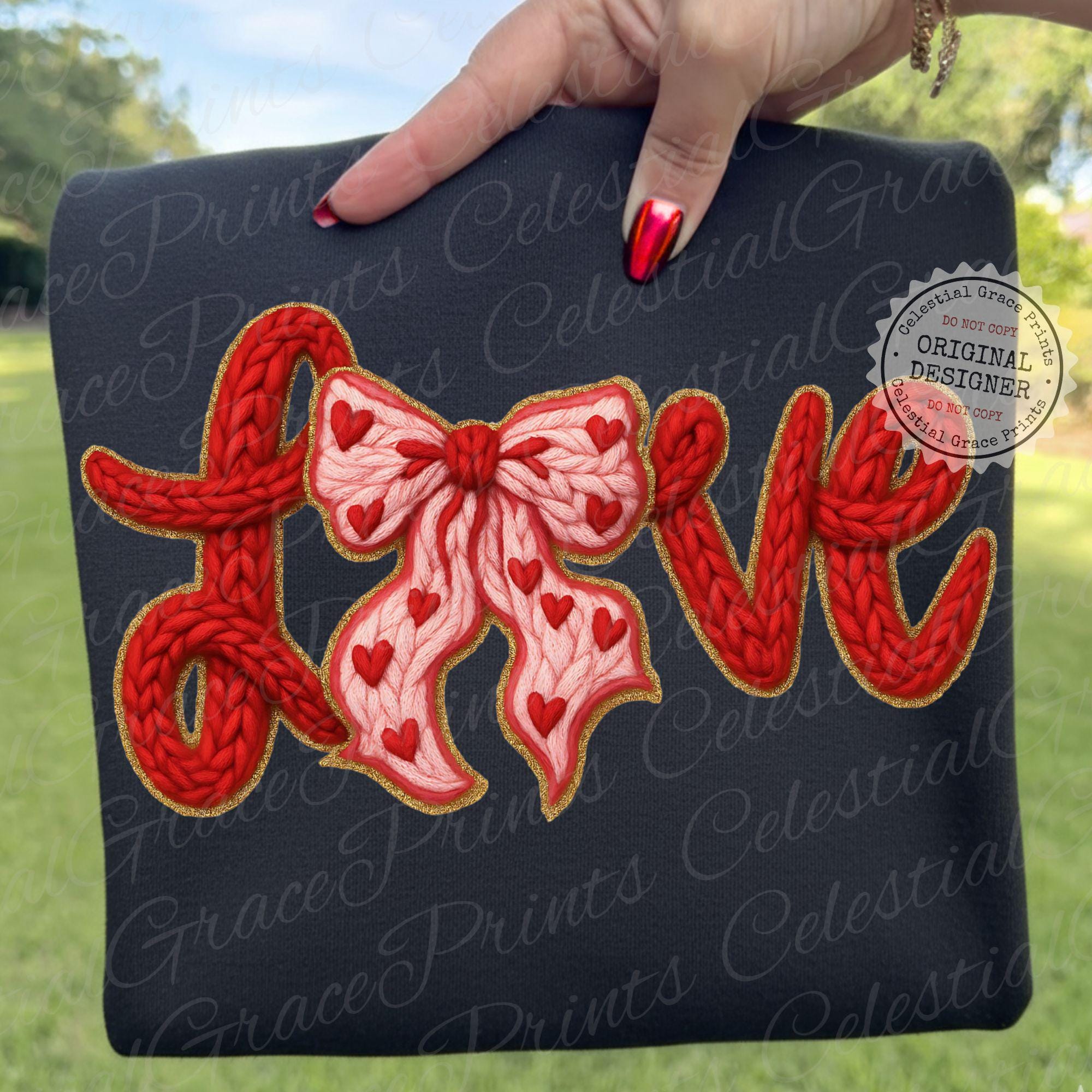 Valentine's Day LOVE PNG • Faux Knitted Yarn Texture Valentine Png ...
